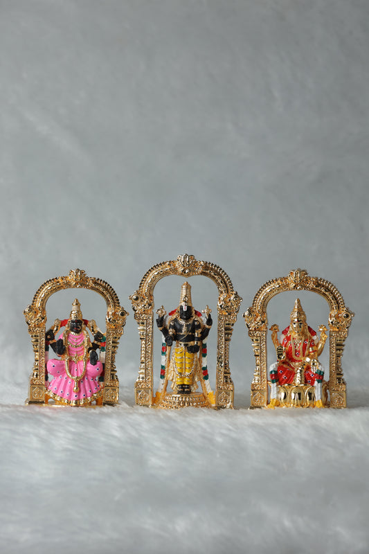 Gold Plated Aarch Tirupati Balaji , Laxmi and Padmavati